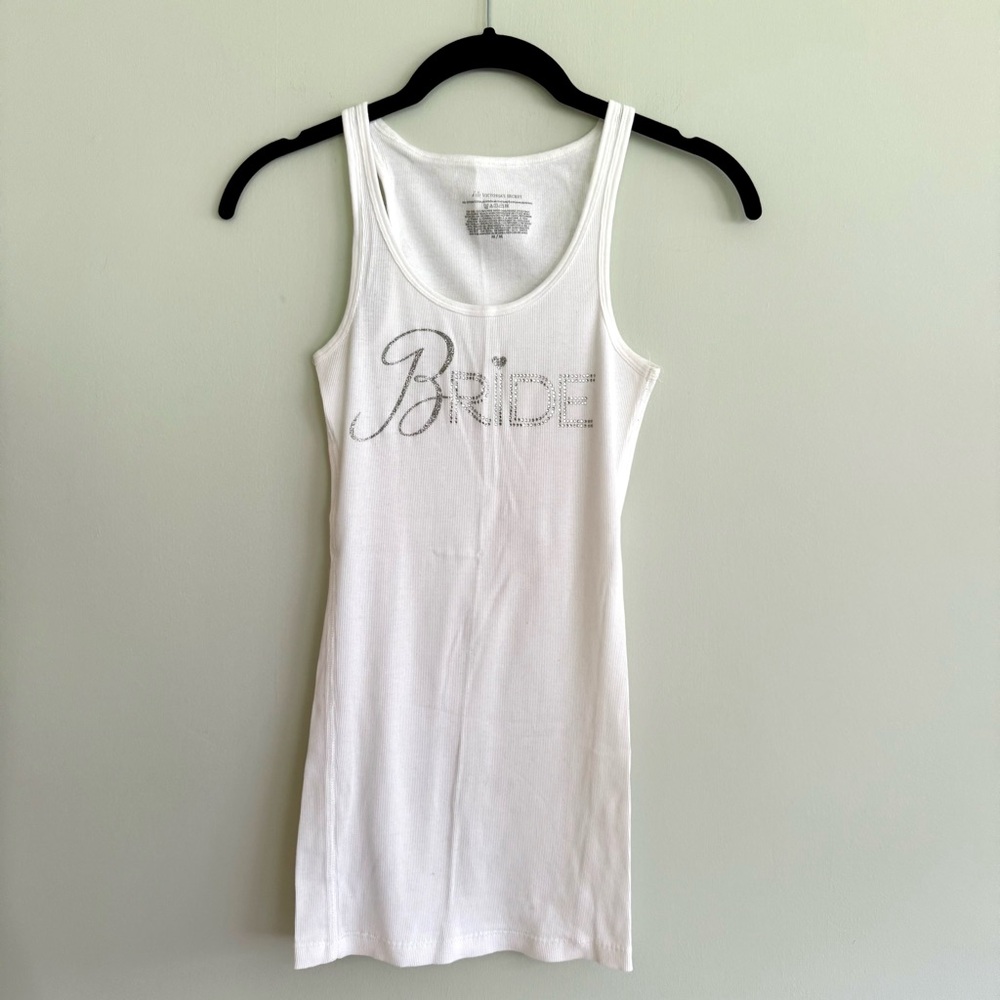 💍Victoria’s Secret Rhinestone Bride White Ribbed Long Tank Top